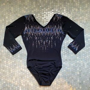 Black Leotard with blue, purple, gold and silver jewels